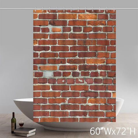 Image of Brick Wall Pattern Stone And Rock Wall Art Polyester Fabric Custom Home Decor Shower Curtain