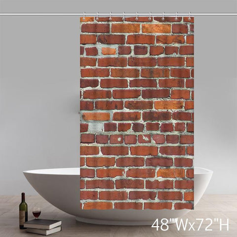 Image of Brick Wall Pattern Stone And Rock Wall Art Polyester Fabric Custom Home Decor Shower Curtain