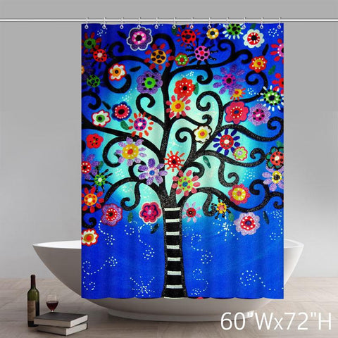 Image of Liberty Art Mexican Style Flower Tree Polyester Shower Curtain Waterproof Material Bath Curtain