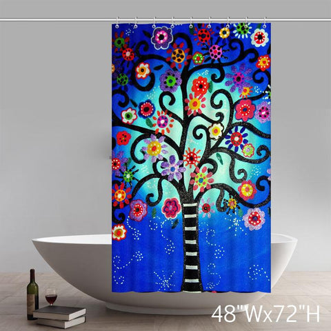 Image of Liberty Art Mexican Style Flower Tree Polyester Shower Curtain Waterproof Material Bath Curtain