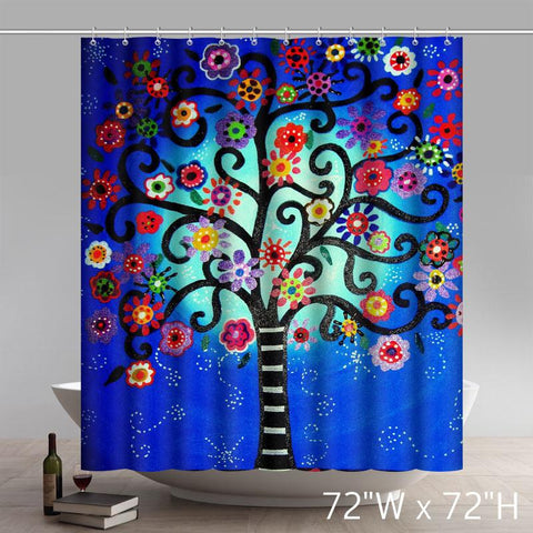 Image of Liberty Art Mexican Style Flower Tree Polyester Shower Curtain Waterproof Material Bath Curtain