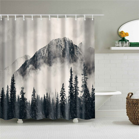 Image of Landscape Print 3d shower curtain set with hooks waterproof curtain for bathroom decoration polyester fabric cortina ducha