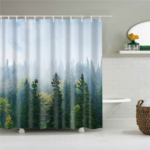 Image of Landscape Print 3d shower curtain set with hooks waterproof curtain for bathroom decoration polyester fabric cortina ducha