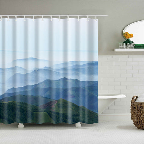 Image of Landscape Print 3d shower curtain set with hooks waterproof curtain for bathroom decoration polyester fabric cortina ducha