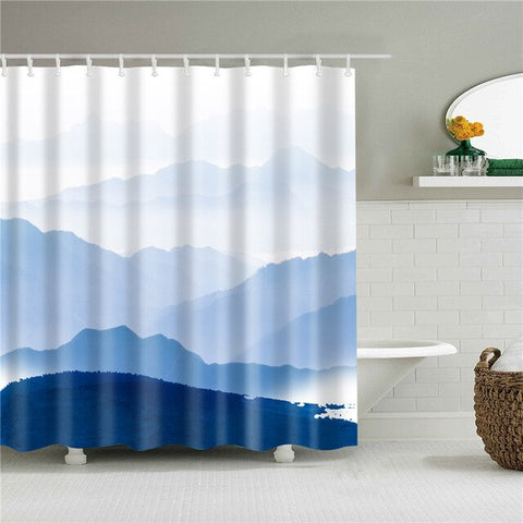 Image of Landscape Print 3d shower curtain set with hooks waterproof curtain for bathroom decoration polyester fabric cortina ducha