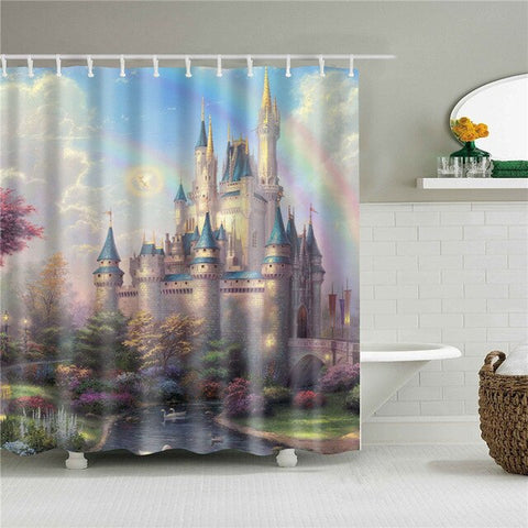 Image of Landscape Print 3d shower curtain set with hooks waterproof curtain for bathroom decoration polyester fabric cortina ducha