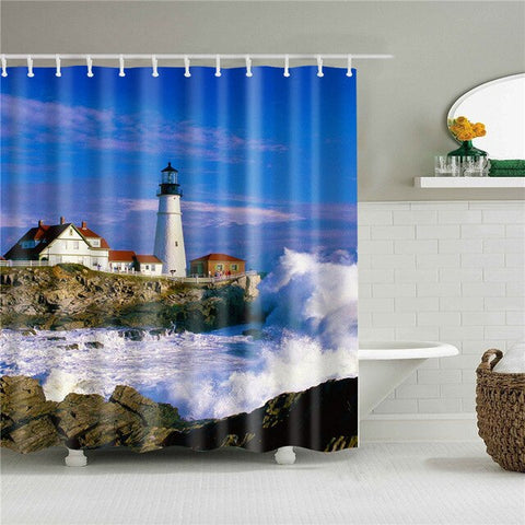 Image of Landscape Print 3d shower curtain set with hooks waterproof curtain for bathroom decoration polyester fabric cortina ducha