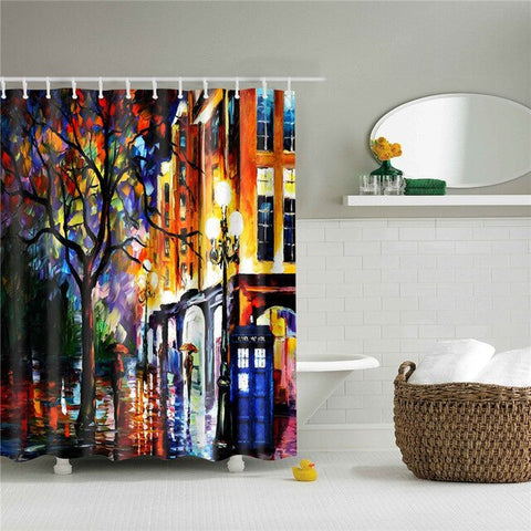 Image of Landscape Print 3d shower curtain set with hooks waterproof curtain for bathroom decoration polyester fabric cortina ducha