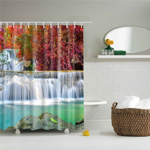 Image of Landscape Print 3d shower curtain set with hooks waterproof curtain for bathroom decoration polyester fabric cortina ducha