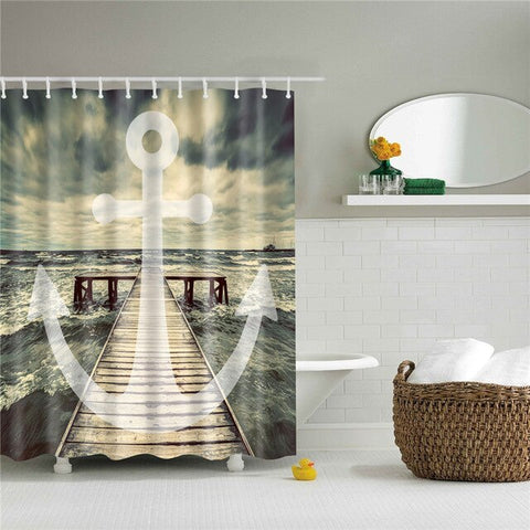 Image of Landscape Print 3d shower curtain set with hooks waterproof curtain for bathroom decoration polyester fabric cortina ducha