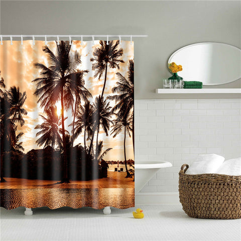 Image of Landscape Print 3d shower curtain set with hooks waterproof curtain for bathroom decoration polyester fabric cortina ducha