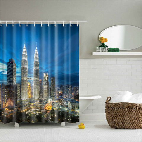 Image of Landscape Print 3d shower curtain set with hooks waterproof curtain for bathroom decoration polyester fabric cortina ducha