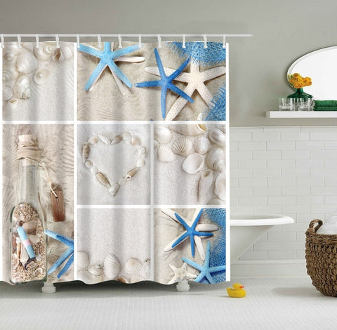 Image of Seaside Scenery  3d Printed Shower Curtains Set Polyester  Fabric Waterproof  High Quality Bath Curtain Bathroom Screen Curtain