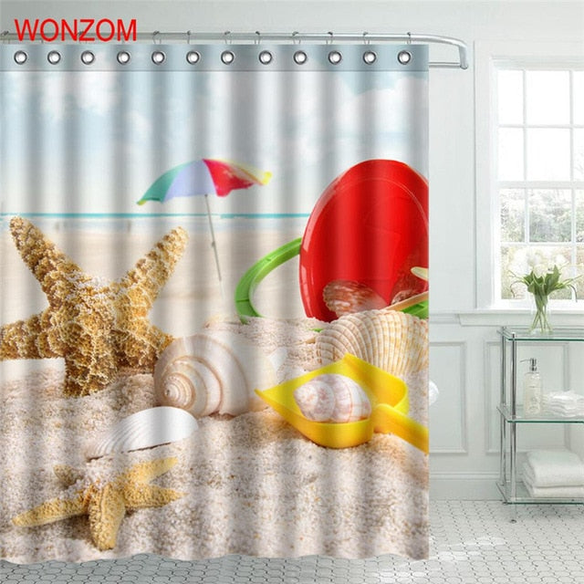 Marine Life Waterproof Shower Curtain Turtle Bathroom Decor Fish Decoration Cortina De Bano 2017 Bath Curtain Gift
