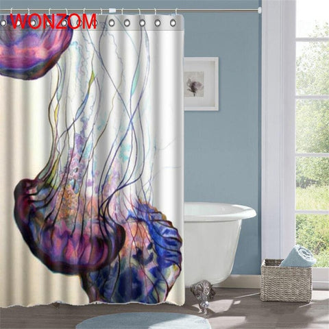 Image of Marine Life Waterproof Shower Curtain Turtle Bathroom Decor Fish Decoration Cortina De Bano 2017 Bath Curtain Gift