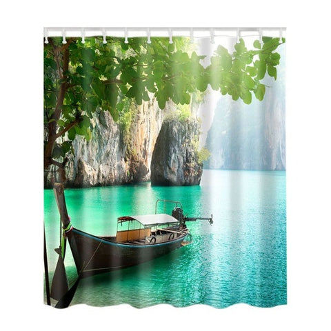 Image of Bamboo Forest /Colorful Tree / Deer / Vessel / Stone Waterproof Shower Curtains Bathroom Creative Polyester Bath Curtain