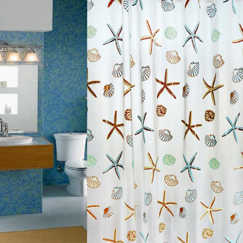 Image of 180x200cm PEVA Bathroom Shower Curtains Water Proof Thickening Bath Curtain Starfish Hibiscus Pattern 6 styles