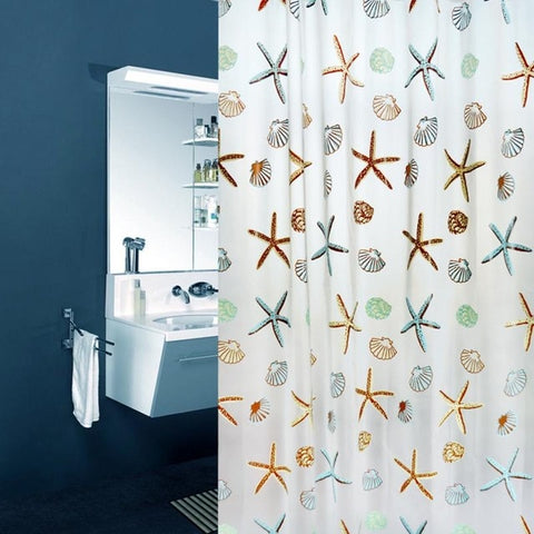 Image of 180x200cm PEVA Bathroom Shower Curtains Water Proof Thickening Bath Curtain Starfish Hibiscus Pattern 6 styles