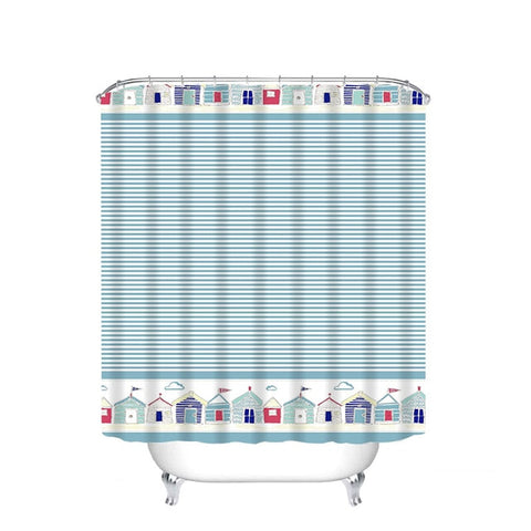 Image of Different Custom Waterproof Bathroom Shower Curtain Polyester Fabric Bathroom Curtain