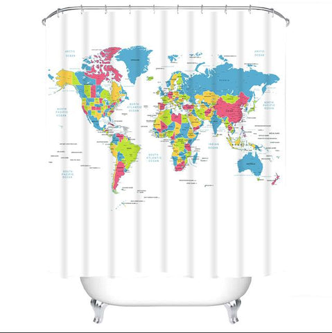 Image of Different Custom Waterproof Bathroom Shower Curtain Polyester Fabric Bathroom Curtain