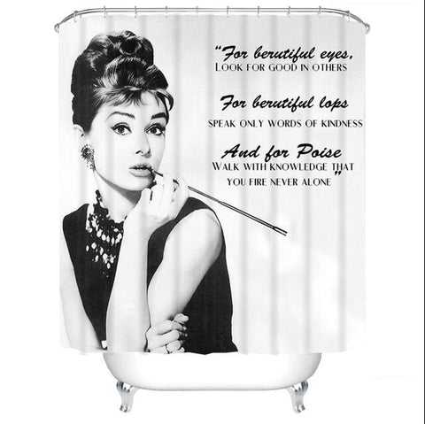 Image of Different Custom Waterproof Bathroom Shower Curtain Polyester Fabric Bathroom Curtain