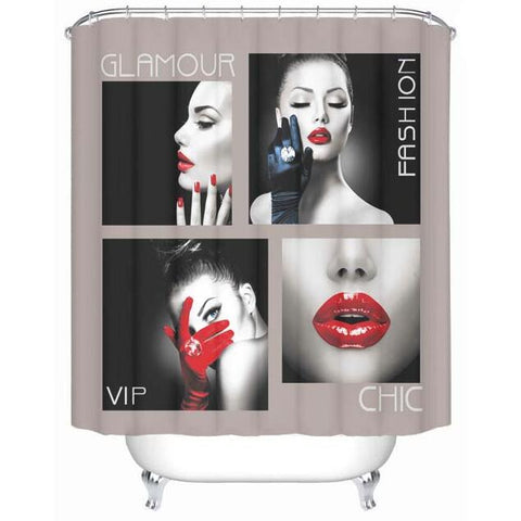 Image of Different Custom Waterproof Bathroom Shower Curtain Polyester Fabric Bathroom Curtain