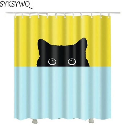 Image of cutely pet cat take bath Shower Curtains drop shopping Creative Waterproof Polyester Fabric Shower Curtain Bathroom