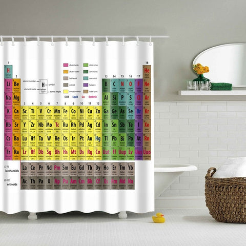 Image of Periodic Table of The Elements Shower Curtain Mouldproof Waterproof Polyester Washable Bath Decor Shower Curtain 150*180 180*180