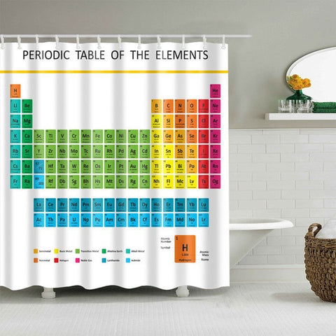 Image of Periodic Table of The Elements Shower Curtain Mouldproof Waterproof Polyester Washable Bath Decor Shower Curtain 150*180 180*180