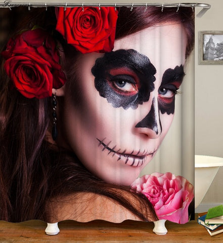 Image of sugar skull shower curtains bathroom curtain fabric shower curtain 3D funny waterproof shower curtain cortinas de bano