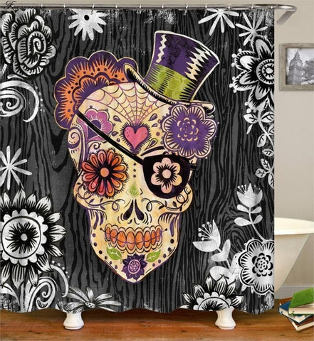 Image of sugar skull shower curtains bathroom curtain fabric shower curtain 3D funny waterproof shower curtain cortinas de bano