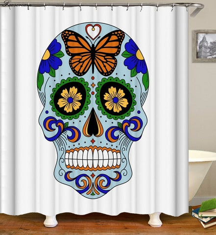 Image of sugar skull shower curtains bathroom curtain fabric shower curtain 3D funny waterproof shower curtain cortinas de bano