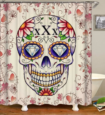 Image of sugar skull shower curtains bathroom curtain fabric shower curtain 3D funny waterproof shower curtain cortinas de bano