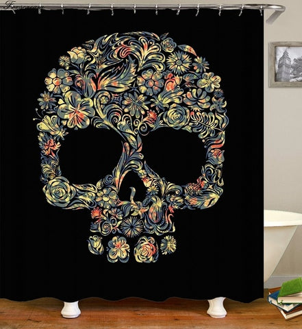 Image of sugar skull shower curtains bathroom curtain fabric shower curtain 3D funny waterproof shower curtain cortinas de bano
