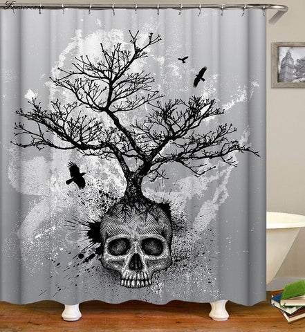 Image of sugar skull shower curtains bathroom curtain fabric shower curtain 3D funny waterproof shower curtain cortinas de bano