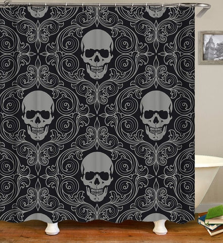Image of sugar skull shower curtains bathroom curtain fabric shower curtain 3D funny waterproof shower curtain cortinas de bano