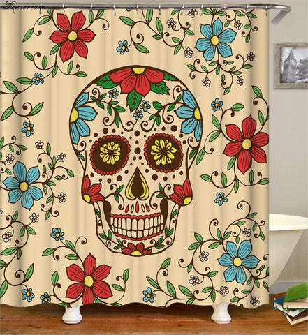 Image of sugar skull shower curtains bathroom curtain fabric shower curtain 3D funny waterproof shower curtain cortinas de bano