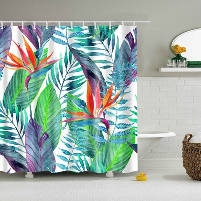 Image of Natural Pattern Pineapple/ Flower / Leaf Polyester Shower Curtains Washable High Quality Colorful curtains for bathroom shower