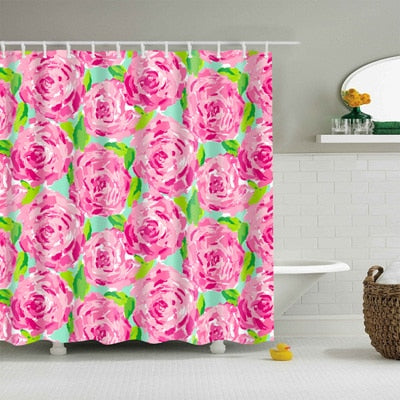 Image of Natural Pattern Pineapple/ Flower / Leaf Polyester Shower Curtains Washable High Quality Colorful curtains for bathroom shower