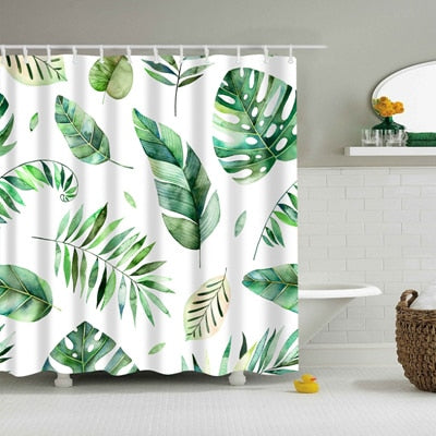 Natural Pattern Pineapple/ Flower / Leaf Polyester Shower Curtains Washable High Quality Colorful curtains for bathroom shower