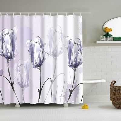 Image of Natural Pattern Pineapple/ Flower / Leaf Polyester Shower Curtains Washable High Quality Colorful curtains for bathroom shower