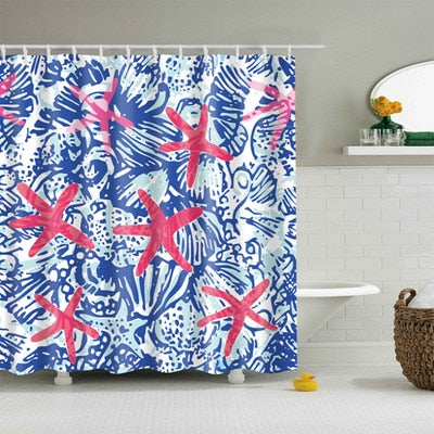 Natural Pattern Pineapple/ Flower / Leaf Polyester Shower Curtains Washable High Quality Colorful curtains for bathroom shower