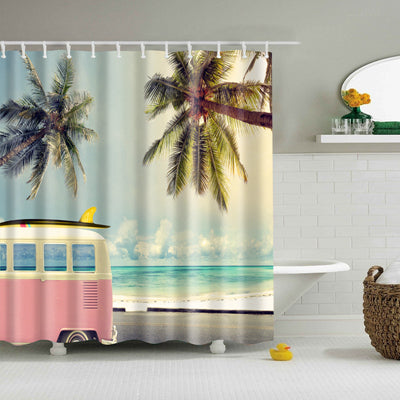 Image of Natural Pattern Pineapple/ Flower / Leaf Polyester Shower Curtains Washable High Quality Colorful curtains for bathroom shower