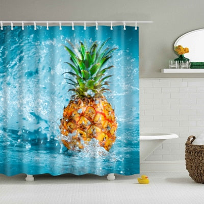 Natural Pattern Pineapple/ Flower / Leaf Polyester Shower Curtains Washable High Quality Colorful curtains for bathroom shower