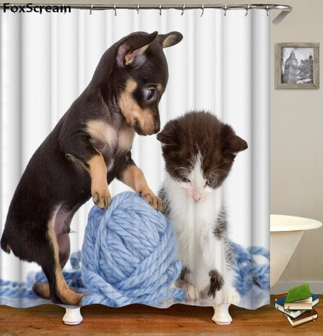 Image of Cat Bath Shower Curtain Funny Star Space Waterproof Cat shower curtains bathroom curtain Fabric Bathroom Curtains For Bathroom