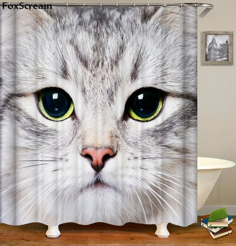 Image of Cat Bath Shower Curtain Funny Star Space Waterproof Cat shower curtains bathroom curtain Fabric Bathroom Curtains For Bathroom