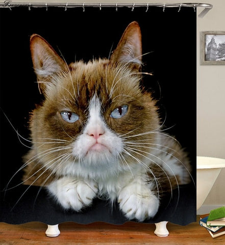 Image of Cat Bath Shower Curtain Funny Star Space Waterproof Cat shower curtains bathroom curtain Fabric Bathroom Curtains For Bathroom