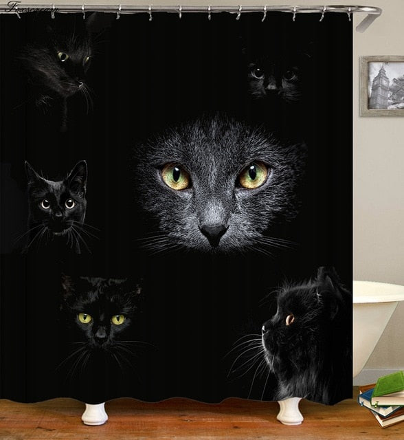 Cat Bath Shower Curtain Funny Star Space Waterproof Cat shower curtains bathroom curtain Fabric Bathroom Curtains For Bathroom