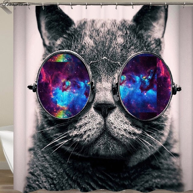 Cat Bath Shower Curtain Funny Star Space Waterproof Cat shower curtains bathroom curtain Fabric Bathroom Curtains For Bathroom
