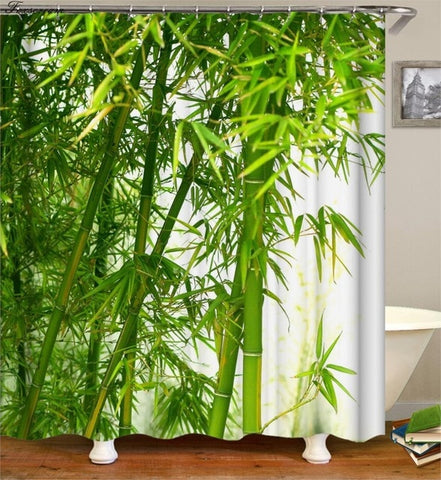 Image of Waterproof Shower Curtain with Hooks Green Scene Bathroom Curtains High Quality Bath Bathing Sheer for Home Decorations